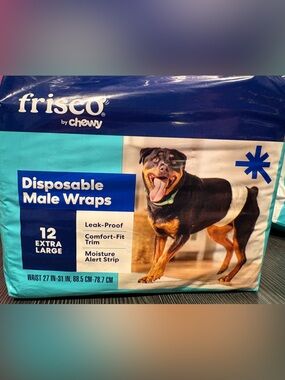 3 packages -12 in ea (36total)Chewy Disposable Male Dog Wraps - Extra Large
